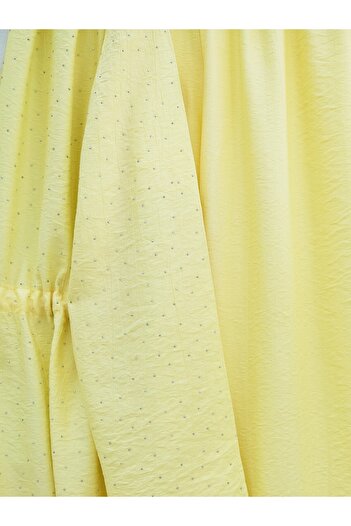 Modamorfo Kimono Suit with Tunnel Laces and Stoned Wide Leg Trousers - Yellow