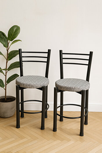 Ecowood Metal Tabure Arkalıklı - 2 Adet