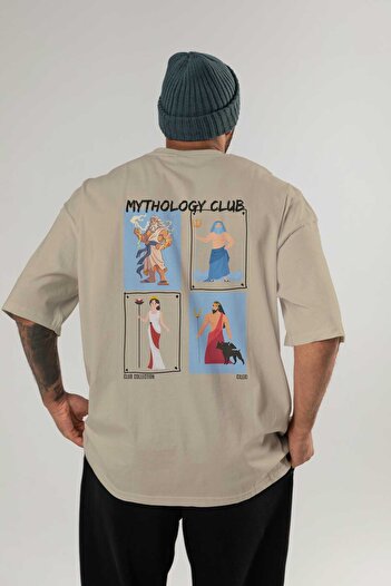 Ankhises Mythology Club 2 Back Printed Oversize T-Shirt Men Women 100% Cotton Crew Neck Tshirt