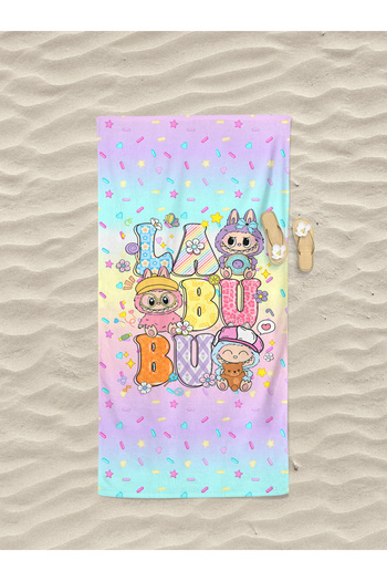 Home Cute Labubu Patterned Digital Printed Girl's Beach Bath Towel
