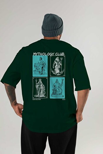 Ankhises Mythology Club Back Printed Oversize T-shirt Ανδρικό Γυναικείο 100% βαμβακερό μπλουζάκι με λαιμόκοψη