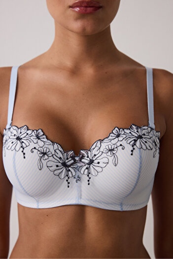 Penti Σουτιέν στράπλες με ριγέ Lotus κεντημένο Underwire Gatherer