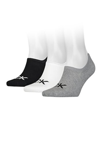 Calvin Klein - Unisex Short Socks Set - 3 Pairs - White, Black, Grey Melange, One Size