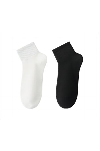 PremierPeds Light Sport Macaron Socks, Cotton, Set of 2 Pairs, 35-44 EU, White/Black
