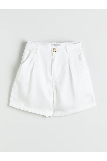 LC Waikiki Lcw Jeanswhite Loose Fit Pleated Jean Shorts