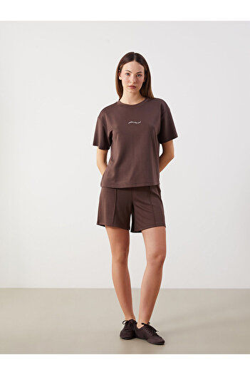 LC Waikiki Brown Women's Shorts with Elastic Waist