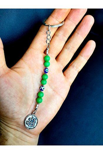 MRYart Green Glass Bead Keychain with Evil Eye Beads Allah Written
