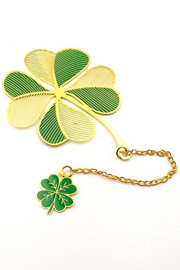 Solfera Four Leaf Clover Bookmark Metal Bookmark Bookmark with Chain Ay053