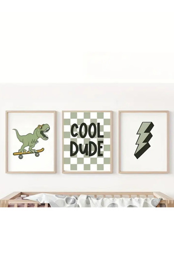 NT Handmade Natural Wooden Framed Uv Printing Cool Dude Wall Painting – Modern & Stylish Baby Kids Room Wall Decor