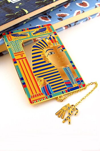 Solfera Pharaoh Ancient Egypt Bookmark Metal Bookmark Bookmark with Chain Ay055