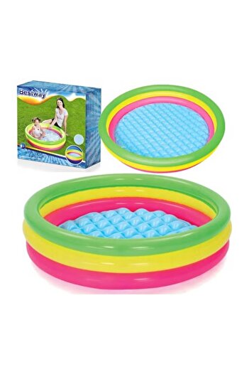 BESTWAY Kids’ Inflatable 3-Ring Pool – 102cm Compact Outdoor Splash Pool