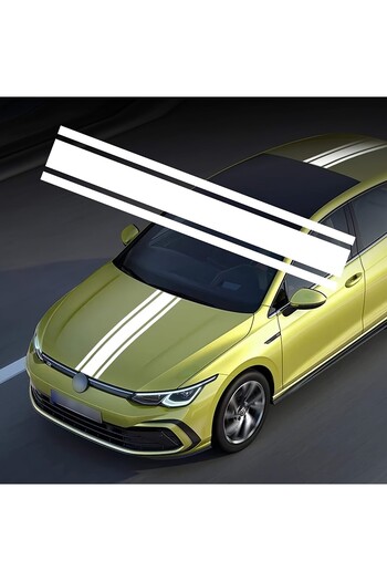 JollyMag Sticker autoadeziv Tuning, model "Triple Stripes", dimensiune 125 x 22 cm, culoare Alba