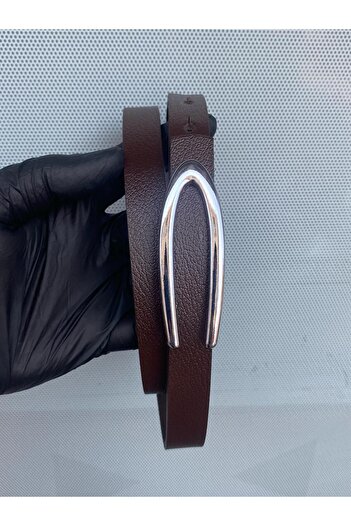 Kemerix 100% Genuine Leather Design Buckle Bitter Coffee Women's Belt