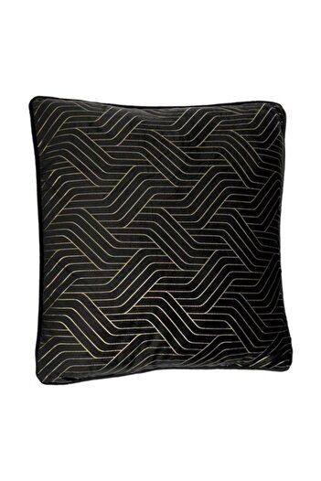 OEM Perna Decorativa Neagra Velvet Linii cu Folie Aurie Dots