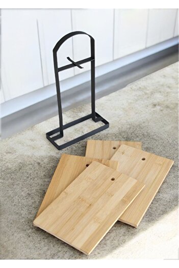 Bayev Wenken Bamboo 4-Piece Cutting Board Set with Metal Stand 3474 - 4 Piece Cutting Board Set