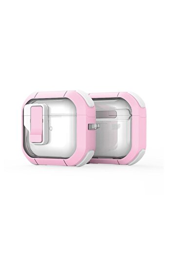Royal Husa pentru Apple AirPods 4, D53, Policarbonat, Pink/White