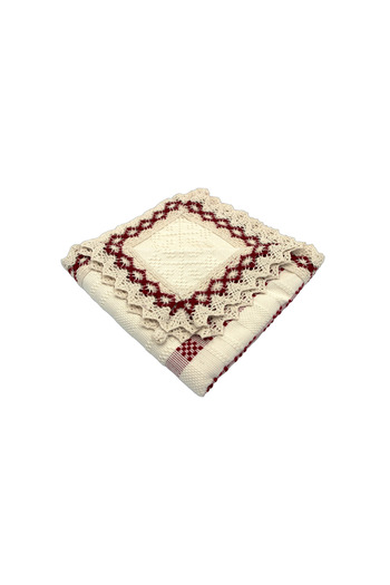 Nicoratex Cream tablecloth with red insert and lace cream with red 75×45 cm