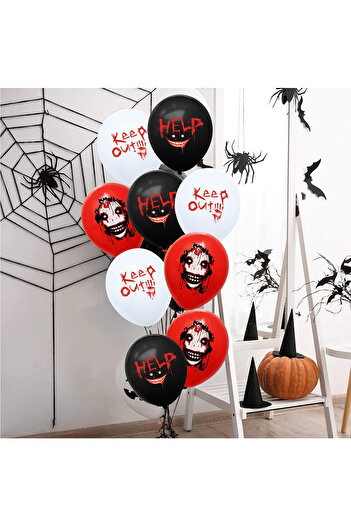 Tomicy 32-piece Halloween party set, paper/latex, red/white/black