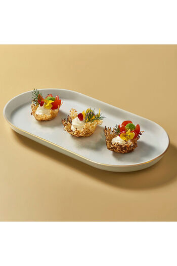 Güral Porselen Bilbao 2 Pieces 30X16 cm Boat Plate Mat Gold Mesh