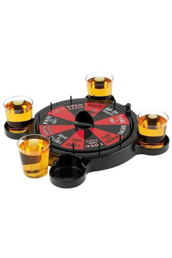 Royal Drinking Game Roulette with Shot Glasses, 15 x 16.5 cm, Red/Black
