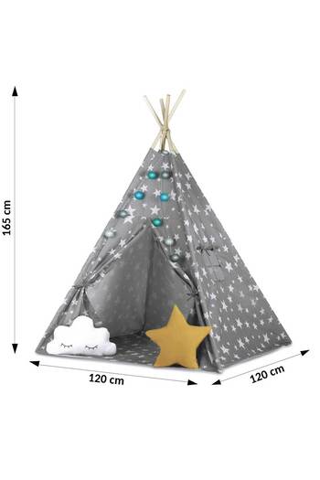 LikeSmart Montessori style play tent, "Likesmart Fluffy Clouds 100" for children, Garland with Lights, 2 P