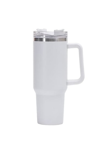 FEN Plastic Thermos Mug, for Hot and Cold Drinks, with Handle, 9.9x9.9x27 cm, White