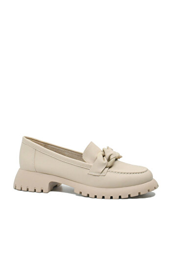 PASS Collection Women's Loafers Pass Collection with Platform Beige Leather