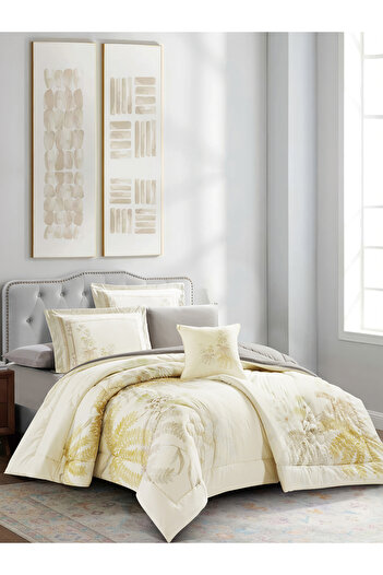 Donetella 7-Piece Digital Print Comforter Set – King Size Fits 200x200 cm, Soft Microfiber Bedding Set.
