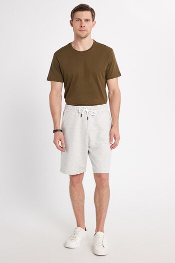 Tudors Men's Relax Fit Relaxed Cut 100% Cotton Lace-Up Waist Gray Shorts