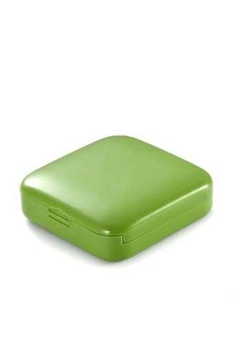 Camy Medicine Storage Box, 2 Compartments, Sliding, Green, Airtight Closure