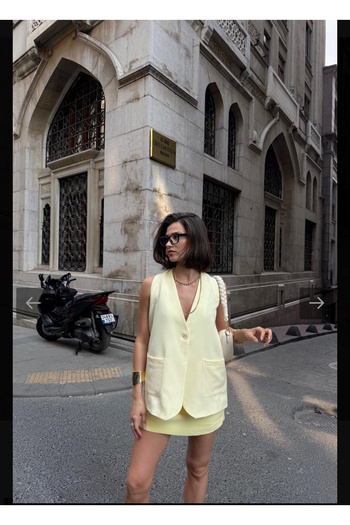 Bak'ap Premium Lined Pocket Detailed Oversize Buttoned Vest