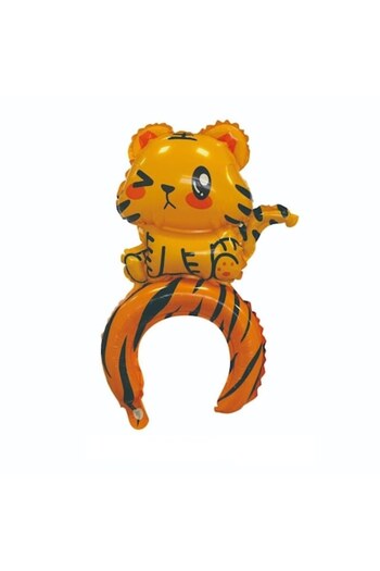 Terra Metalized Foil Balloon, Crown Type, Tiger Model, Individual Packaging