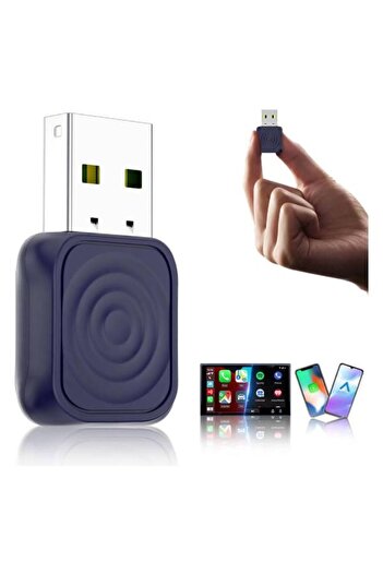 TERRION محول لاسلكي CarlinKit Mini Ultra 2 في 1 - Android Auto وCarPlay، USB-C/A، التوصيل والتشغيل، تأخير منخفض