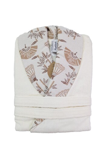 Özdilek Sensu Shawl Collar Bamboo Bathrobe - Cream - Size L