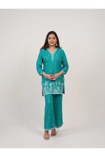 Lehar Green Embroidered Kurta Pant Set