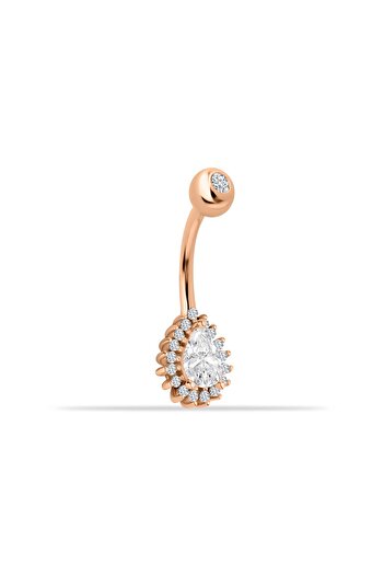 Dianora Piercing 14 Ayar Altın Damla Taşlı Göbek Piercing