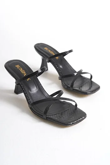BUNİPARK Women's Jessi Ankle Strap Metallic Crocodile Slippers and Sandals