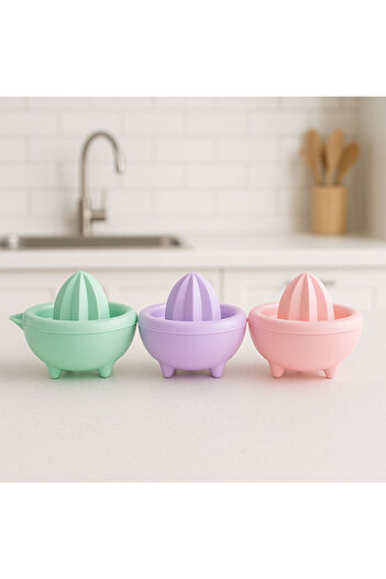 SİHİRLİ AYAKLAR Pastel Color Sturdy Plastic Lemon and Citrus Juicer Orange Squeezer 12X12Cm