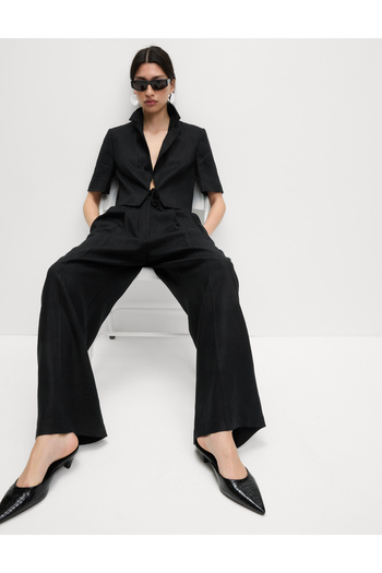 Marks & Spencer Keten Twill Wide Leg Pantolon
