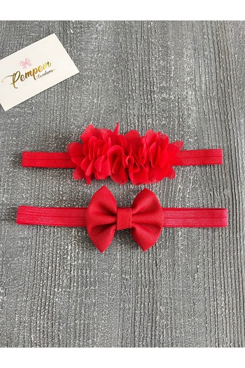 pempem bandana Baby Girl Frida Bandana and Linen Bow Bandana Color Choice Set of 2
