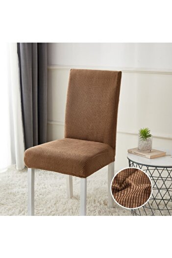 Sale4u Set 6 elastic covers for chairs with backrest, Brown
