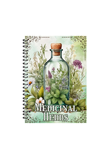Choice 1 Spiral Bound Herbal Notebook - Vintage Apothecary Design with Illustrated Medicinal Herbs, for Ad.