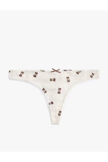 Koton Bow Cotton Teddy Bear Printed String Panties