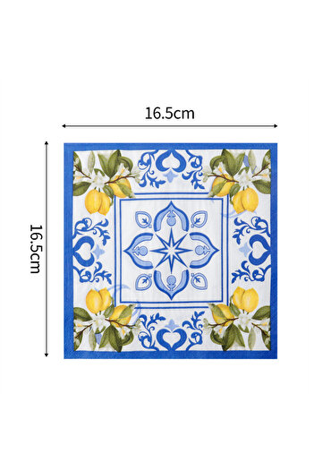 Choice 20pcs Blue Lace Lemon Square Tissue Disposable Printed Napkins Birthday Party Western Restaurant Hot