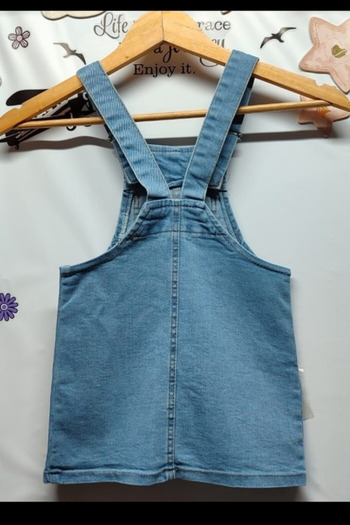 fourcloversfashion Flower Embroidered Denim Gilet Girl's Dress