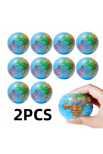Choice 2Pcs 2Pcs Mini Earth Stress Balls Toy Finger Exercise PU Globe Squeezable Balls Educational Foam Spo