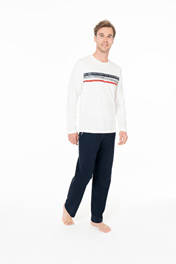 U.S. Polo Assn. U.S. Polo Assn. Men's Ecru Pajama Set