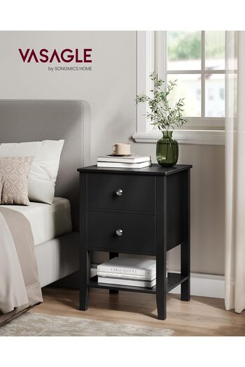VASAGLE Set of 2 Bamboo Bedside Tables with 2 Drawers, 35x40x60 cm, Black
