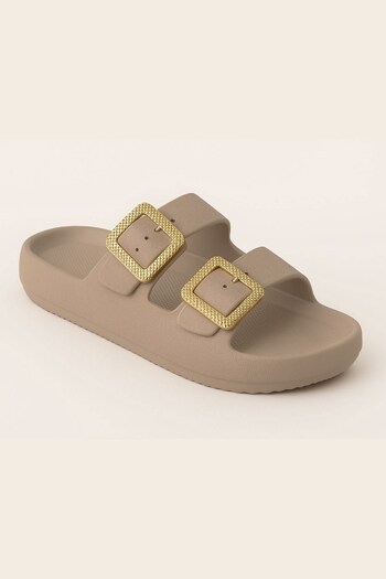 LETAO Women's Stylish Mink Soft Inside Double Buckle Slippers