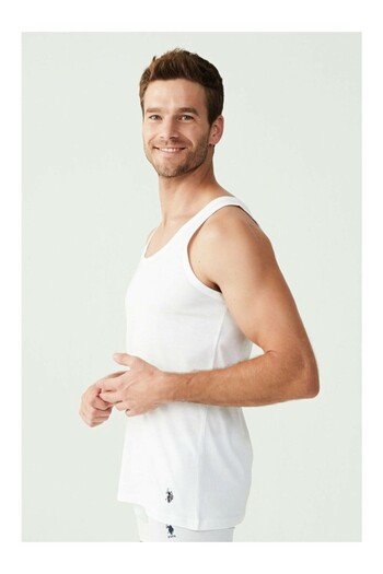 U.S. Polo Assn. Licensed 100% Cotton Men's Undershirt 2-Piece Boxed Package / White